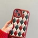 thumbnail image 3 of Retro Red And White Plaid Apple 14 Phone Case Iphone 13 Promax Artificial Leather 11/12 Soft 14 Plus/13x, 3 of 4