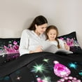 thumbnail image 5 of Castle Fairy Teens Female Crystal Crown Full Size Comforter Sets 3-Piece,Dreamy Princess Bedding Comforter Set,Bling Glitter Lightweight Bedding Sets,Microfiber Bedroom Decor,Reversible, 5 of 8