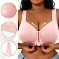 thumbnail image 2 of Feancey Plus Size Bras for Women Front Closure Everyday Brassiere Anti-Sagging High Support Wireless Bras Wide Strap Casual Full Coverage Bra Pink L, 2 of 9