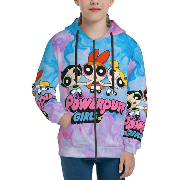 The Powerpuff Girls Teens Boys Girls Zip Up Hoodie 3d Printed Hooded Sweatshirt Hoody Coat With Pocket Small