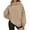 Khaki, variant on Fiaer Women's Hoodie Plus Size Long Sleeve Hooded Sweatshirts Loose Fit Fashion V Neck Tops with Multiple Pocket White XL