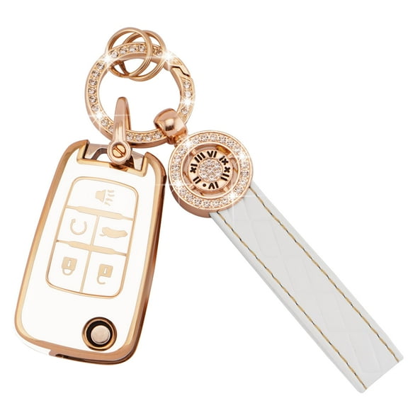 Durable Flexible TPU Key Remote Cover with Secure Key Ring for Compatible GMC Buick and Chevrolet Models Including Cruze Camaro Malibu Equinox Impala Encore Regal 5 Button Flip Style Fob Protective