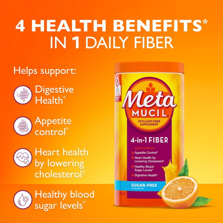 psyllium fiber glp 1 Metamucil Psyllium Fiber Supplement Powder Sugar Free Orange 30