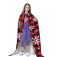 thumbnail image 4 of Honeii Buffalo Plaid Snowflakes Print Poncho Cape, Cloak Coat, Snuggly Hooded Wearable Blanket, Hooded Cape For Teenagers,Halloween Costumes-Small, 4 of 7