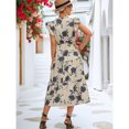 thumbnail image 4 of Vestido con cuello en V,Vestido largo para mujer, Vestido corto con dobladillo con volantes, Vestido con cintura elástica, Durabilidad extendida, 4 of 6