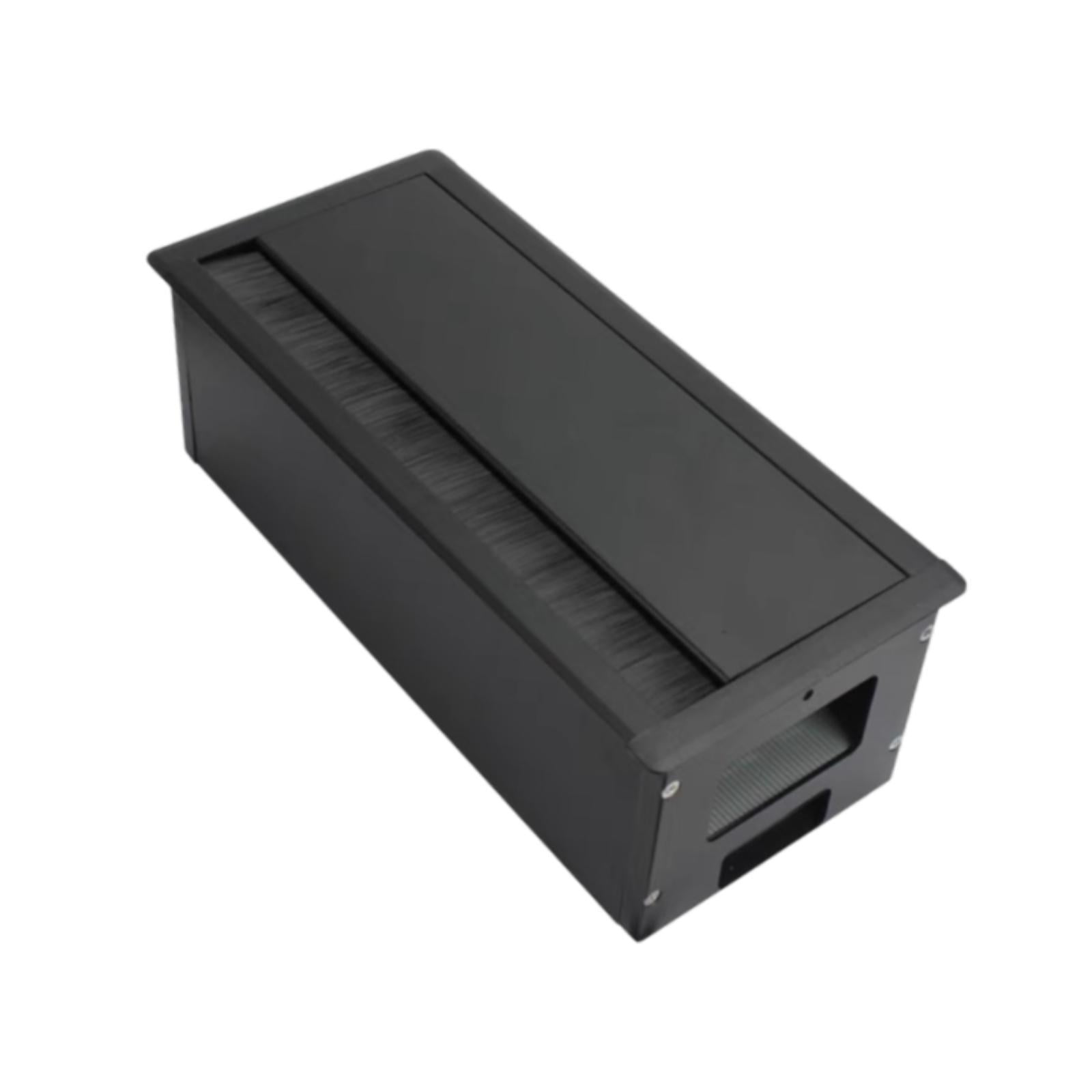 Wzmzjy Cable Management Grommet for Desk, Rectangular Wire Organizer with Threading Box Black
