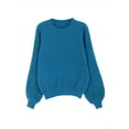 thumbnail image 3 of Chandail à Col Rond pour Femmes - Chandail à Manches Longues en Tricot Doux Couleur Unie, 3 of 13