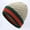 Brown, variant on Light Brown Cozy Unisex Winter Fashion Beanie Tam With Chic Green and Red Strip Chuff