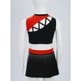 thumbnail image 3 of YiZYiF Uniforme de Cheerleading pour Filles, Robe Courte avec Jupe, Costume de Leader de Cheer, Tenue de Danse d'Halloween Rouge 14, 3 of 7