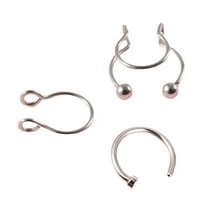 3pcs Fake Nose Ring Studs Stainless Steel Nose Cuffs Clip On Nose Hoop Non Piercing Body Jewelry Gift for Women Men