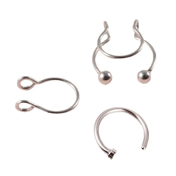SIEYIO 3pcs Faux Nose Septum Ring Clip On Nose Hoop Rings Non Piercing Body Jewelry