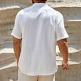 thumbnail image 4 of ZunFeo Mens Classic Short Sleeve Henley Shirt V-Neck Casual Lightweight Summer Breathable Quick Dry Wrinkle Free Textured Linen Feel Tee White,Size L, 4 of 5
