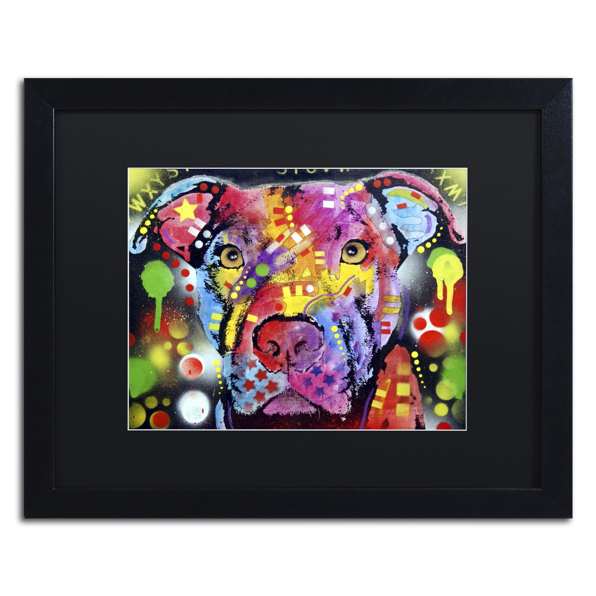 Trademark Fine Art "The Brooklyn Pit Bull" Canvas Art by Dean Russo, Black Matte, Black Frame