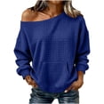 thumbnail image 2 of Neewe Women's Fashionable Casual Solid Color Long Sleeve Boat Neck Off Shoulder Blouse Tops Daily, 2 of 6
