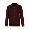 thumbnail image 5 of Knosfe Button Down Shirts for Women Lapel Long Sleeve Cotton Linen Tops Causal Lightweight Comfy Fall Blouse Tees Wine M, 5 of 7