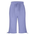 thumbnail image 4 of Girls' Capri Pants Wide Leg Casual Capris Sweatpants Loose Summer Kid Elastic Waist Cropped Trousers Solid 3/4 Length Jogger, 4 of 5