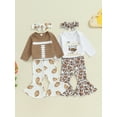 thumbnail image 4 of Aojekbee Baby Girl Fall Football Outfit Long Sleeve Round Neck Romper with Flare Pants and Headband 3 Pcs Set, 4 of 10