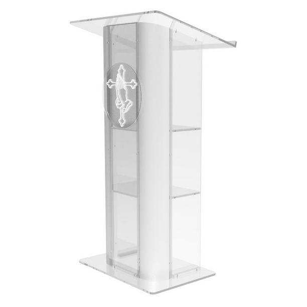 Pupitre de chaire de podium en acrylique transparent avec logo des mains de  prière 