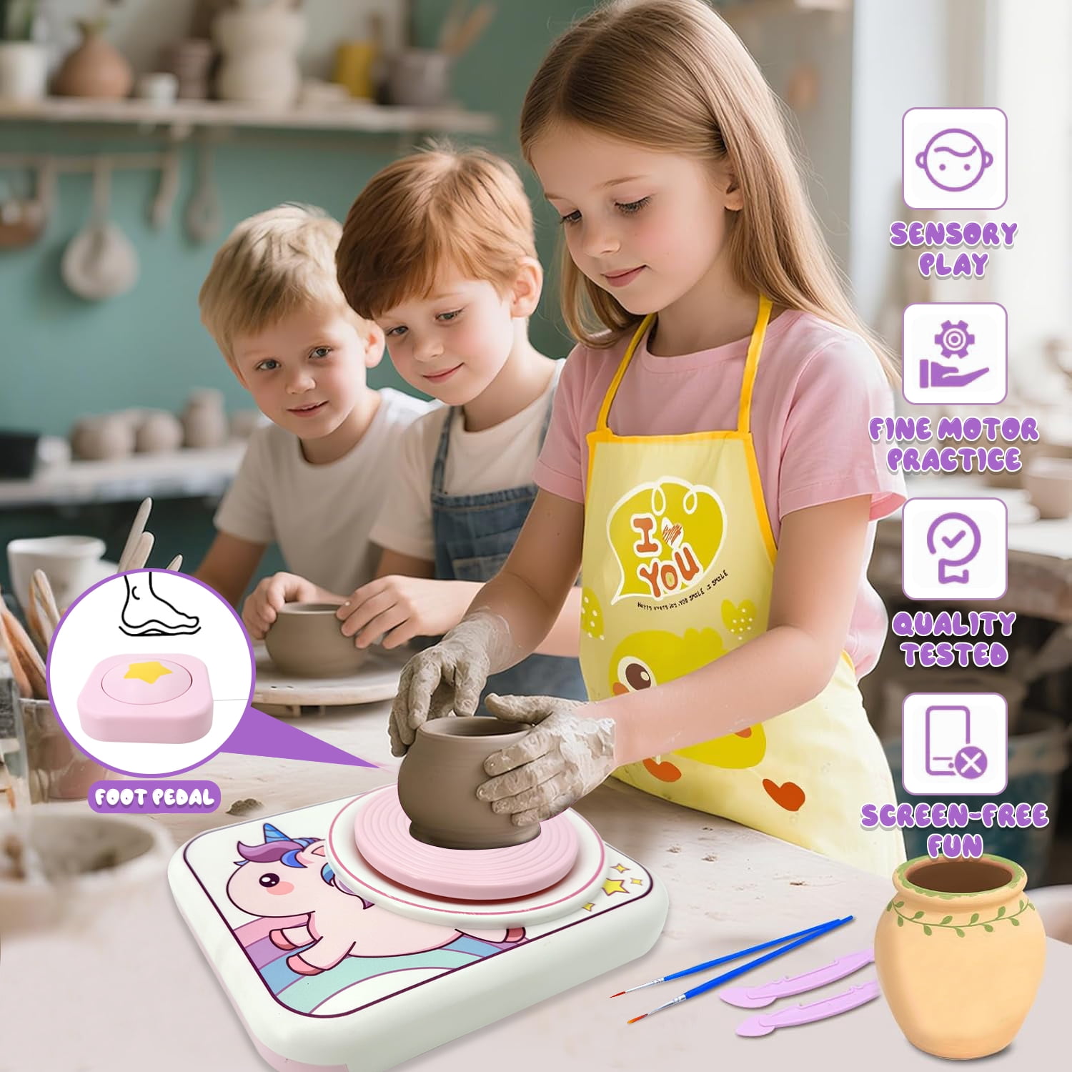 Sytle-Carry Toys for Girls 8 to 11 Years, Pottery Wheel for Kids, Arts and Crafts for Kids, Birthday Gifts for Girls