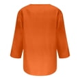 thumbnail image 4 of Htigea Women Henley T-Shirts 3/4 Sleeve V Neck Buttons Tops Casual Tunic Tee Solid Color Loose Pullover Tee Orange,2XL, 4 of 5