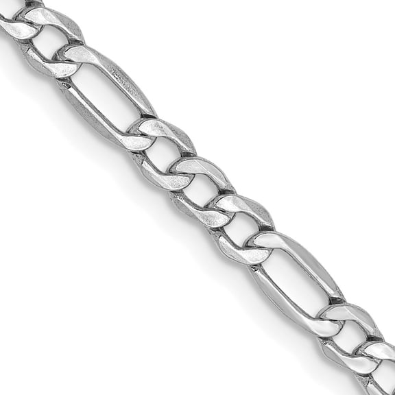 14K White Gold Figaro Chain Necklace 16 inch 3.5 mm Semi-Solid with Lobster Clasp