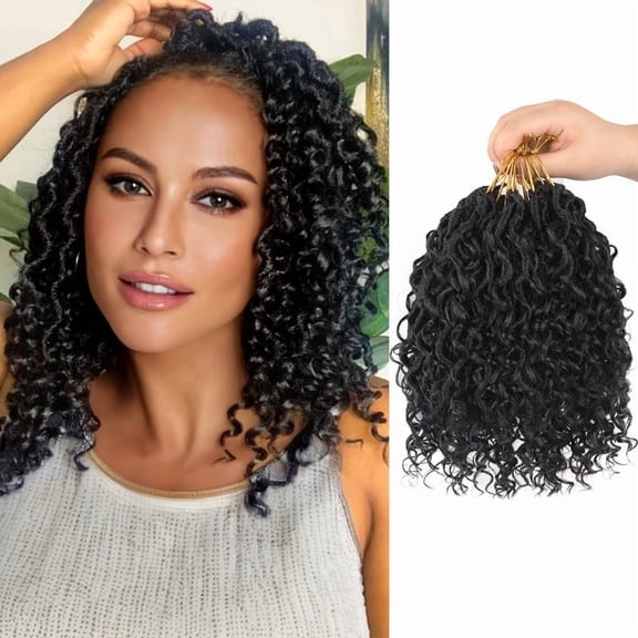 Goddess Locs Crochet Hair, 9 Packs Soft Boho Faux Locs with Curly Ends Bohemian Crochet Dreads for Women(8inch,#1B)