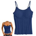 thumbnail image 6 of Navy Women's Cami Crop Top Built in Bra Ribbed Polyester,Spandex Sleeveless Casual Shirts Racerback Fitted Tank Tops Camisole Tops for Women 2XL, 6 of 8