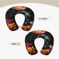thumbnail image 3 of KLL Colorful Floral Black Dog Pattern Memory Foam Cervical Neck Pillow Versatile U-Shaped Pillows for Home/Office/Camping/Travelling/Soft Washable Cover, 3 of 8