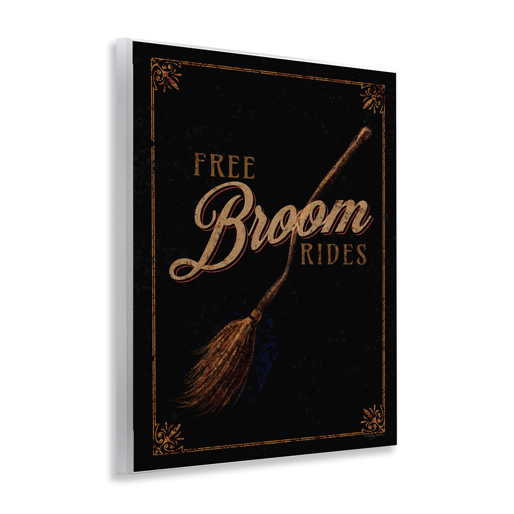 Stupell Industries Rustic Free Broom Rides Holiday Painting Unframed Art Print Wall Art, 11 x 14