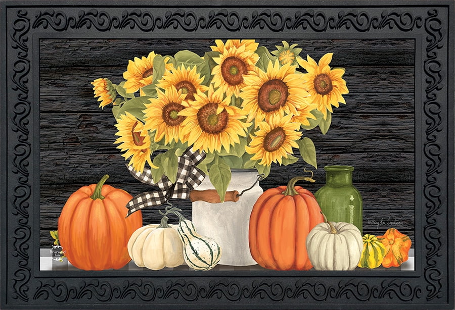 Fall's Glory Floral Doormat Sunflowers Indoor Outdoor 18' x 30' Briarwood Lane