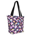 thumbnail image 4 of Cauagu Skull colorful mushroom rainbow Print Canvas Aesthetic Tote Bag for Women Beach Bag Shopping Bags Shoulder Bag Reusable Grocery Bags, 4 of 7