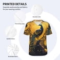 thumbnail image 3 of Lsque Elegant Gold Leaf Peacock Pattern Mens Polo Golf Shirts Funny Graphics Shorts Sleeve Button Shirts Baseball T-shirt-Small, 3 of 7