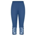 thumbnail image 4 of Stamzod Capri Leggings for Women Summer Solid Color High Waisted Lace Capris Casual Slim Fitting Yoga Gym Leggings for Women Blue J S, 4 of 7