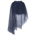 thumbnail image 4 of VUPSGEZ Women's Solid Color Swallowtail Irregular Mesh Short Front And Long Back Tutu Skirt (Navy Blue,One Size), 4 of 5