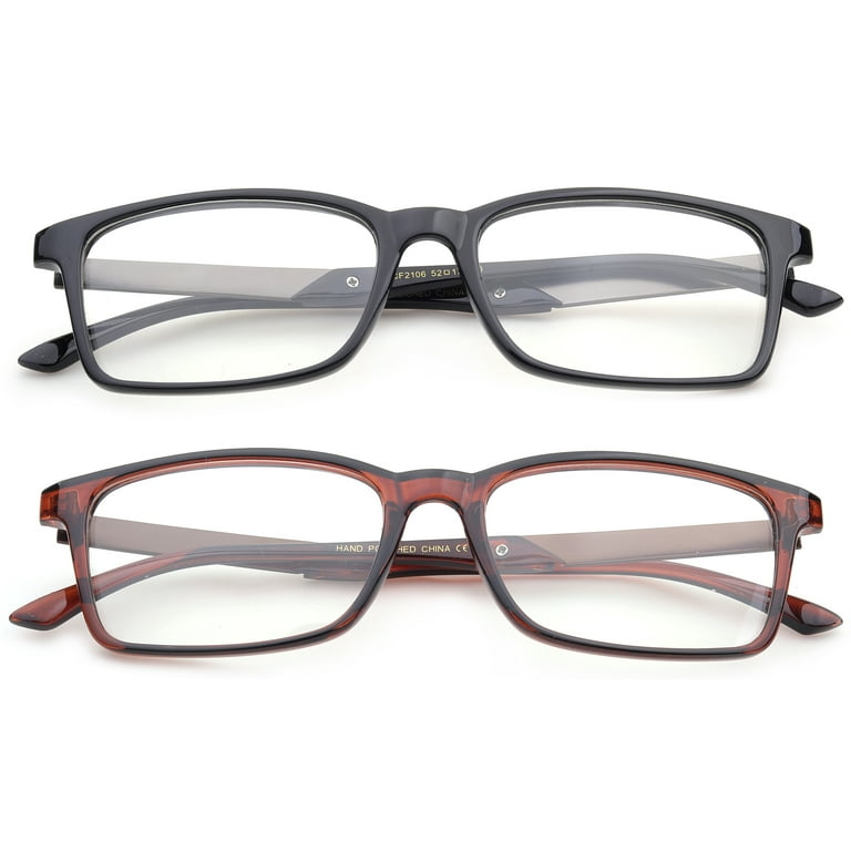 2 Pairs Simple Unisex Rectanguler Clear Lens Glasses - Walmart.com
