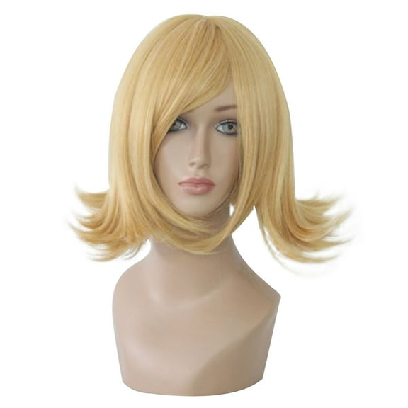 Unique Bargains Wigs for Women 16" Gold Tone Wigs with Wig Cap Shoulder Length