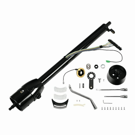 32" Stainless Steel Tilt Automatic Universal Steering Column & Wheel Adapter No Key Black