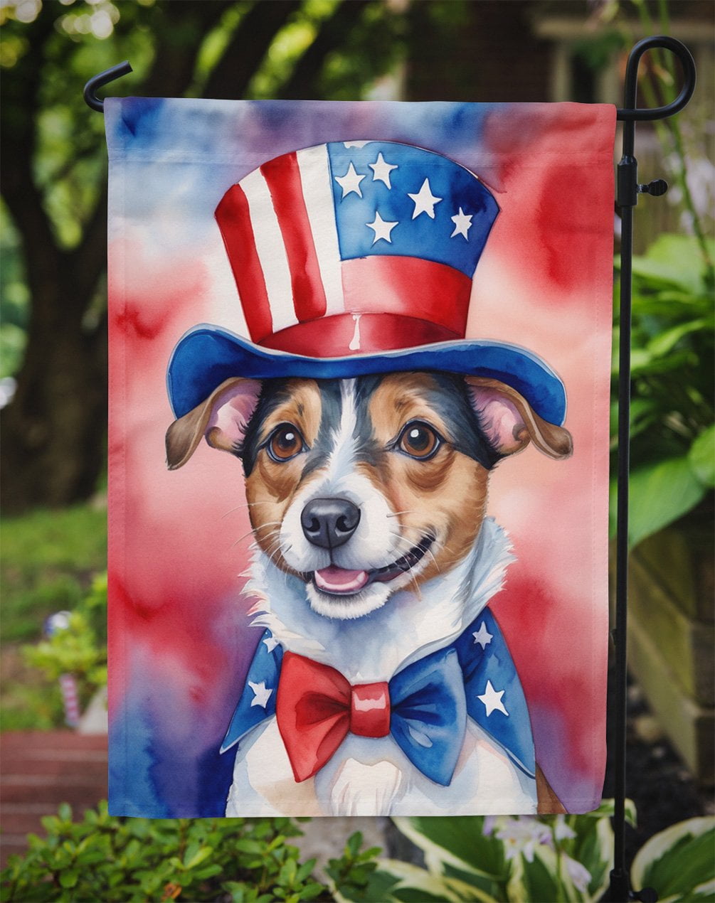 Jack Russell Terrier Patriotic Garden Flag 11.25 in x 15.5 in