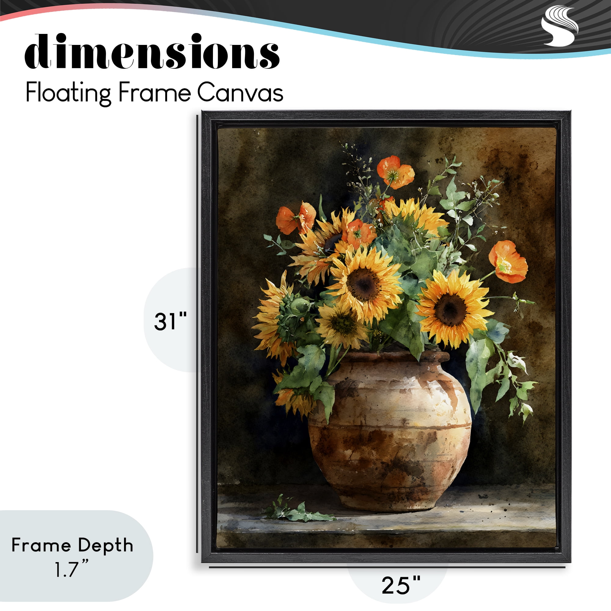 Stupell Industries Rustic Sunflower Display Black Framed Floater Canvas Wall Art, design by Franklyn Gregory
