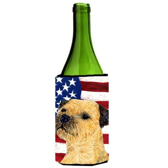 Usa American Flag With Border Terrier Wine bottle sleeve Hugger - 24 Oz.