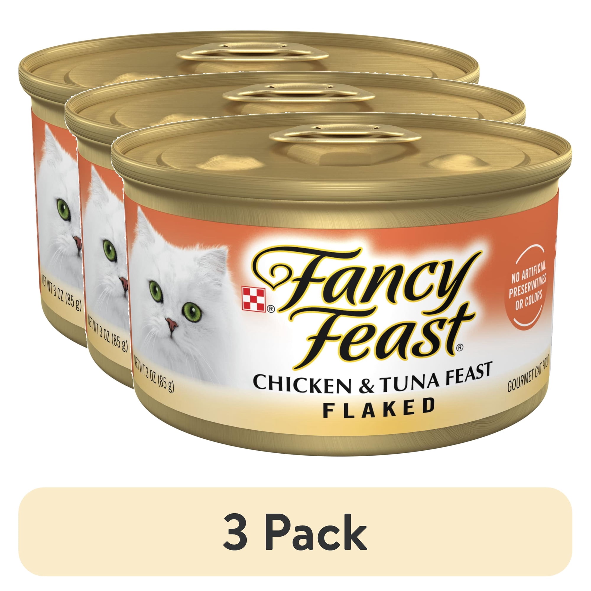 (3 pack) Purina Fancy Feast Flaked Kitten Food, Wet Cat Food, Chicken & Tuna Feast, 3 oz Can