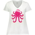 thumbnail image 3 of Inktastic Octopus Ocean Sea Creature Girls Women's Plus Size V-Neck T-Shirt, 3 of 5