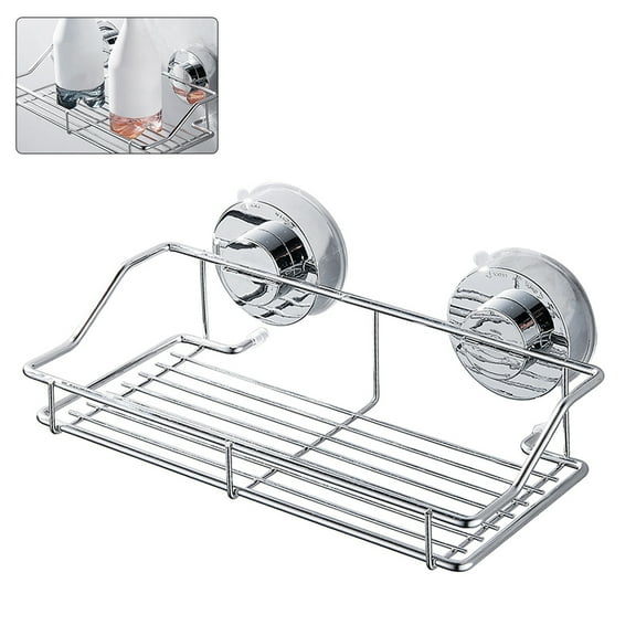 Fznkrag Bath Shelf Shower Caddy Stainless Steel Storage Basket Shampoo Conditioner Organizer Wall Mounted with Strong Suction Cups for Bathroom Kitchen