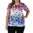 thumbnail image 3 of 4th of July Scrub Tops for Women Stretchy V-neck Short Sleeve Red White and Blue Sequin Printed Scrubs 2026 US 250th Anniversary New Medical Plus Size Scrub T Shirts, 3 of 5