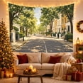 thumbnail image 3 of Sunlit Urban Street with Tree-Lined Road, Calming Digital Art for Nature Lovers, Vintage Cityscape Decor, Housewarming Gift Tapestry Wall Hanging for Living Room and Bedroom, 3 of 5