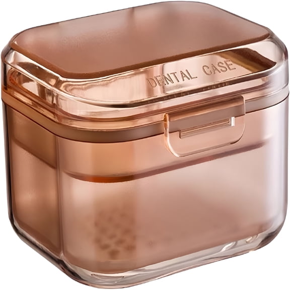 XIRQI 2026 New Retainer Case Denture Bath Case,Retainer Cleaner Case with Lid,Denture Cup for Partial Dentures,Mouth Guard & Braces,Denture Soaking Container Case for Travel