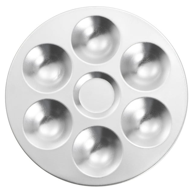 Uxcell 5.4" 6 Wells Round Aluminum Paint Palette Tray Paint Mixing Pallet for Painting