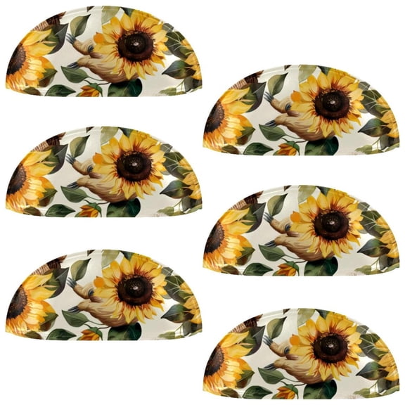 PhooArto 6 Pcs Cup Drawer Pulls, Sloth Sunflower Pattern Shell Shape Handles Cabinet Knobs for Dresser Cupboard Closet Wardrobe with Screws