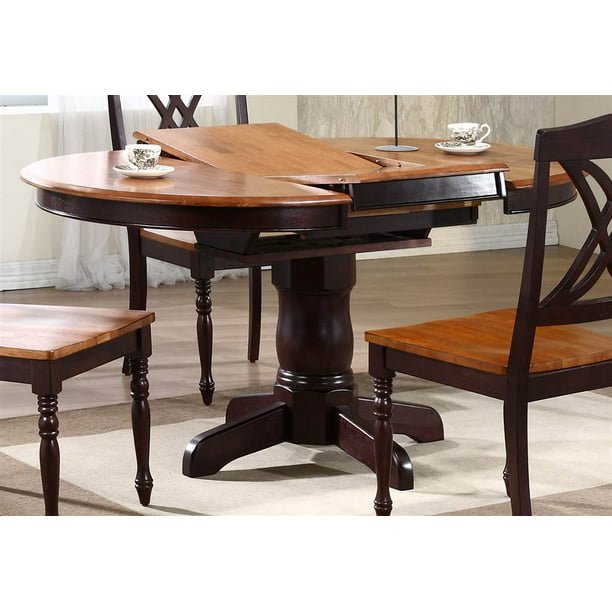 Round Table With Erfly Leaf, Round Dining Table With Built In Leaf