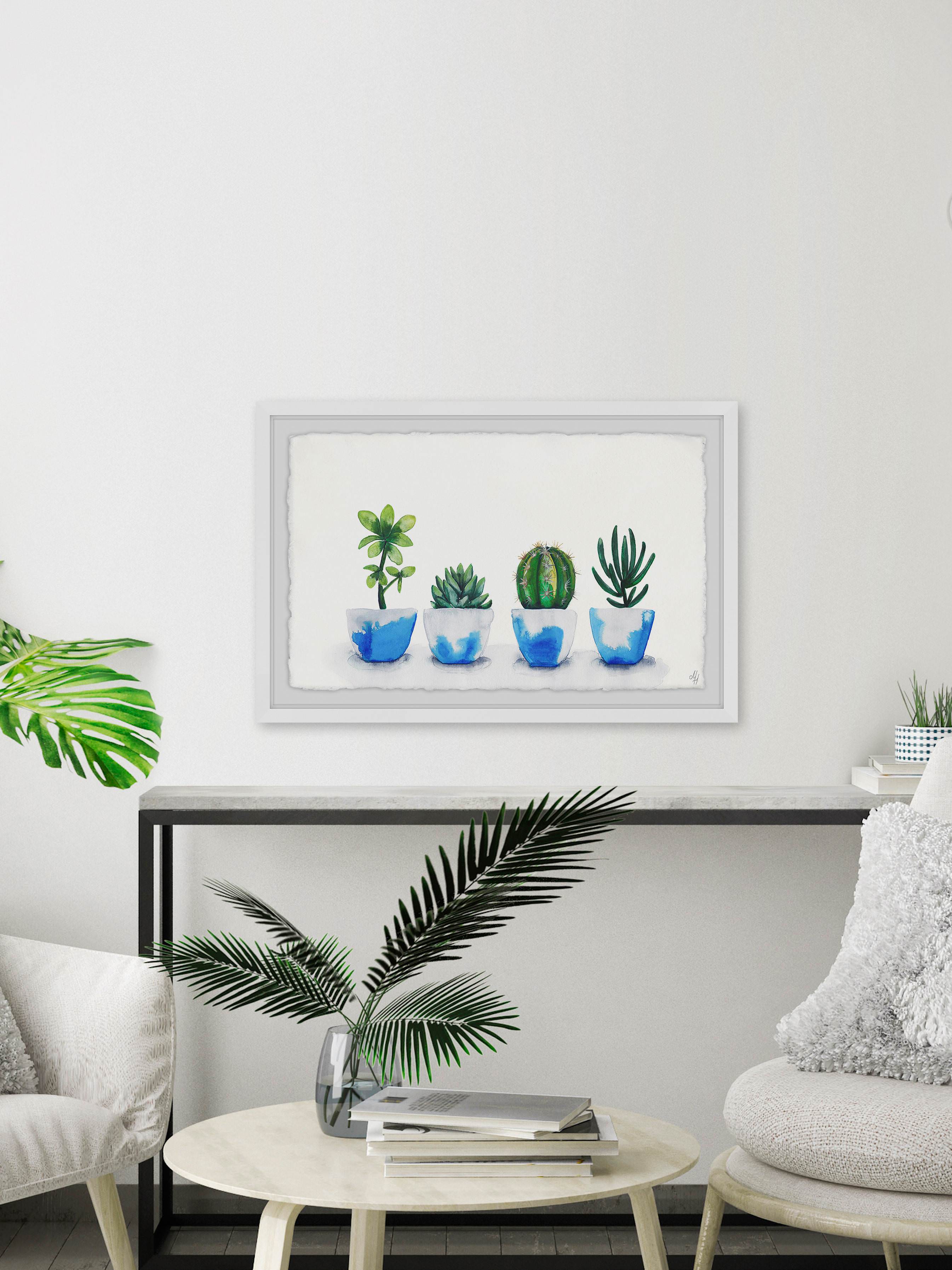 Touch of Blue Pots Framed Painting Print
